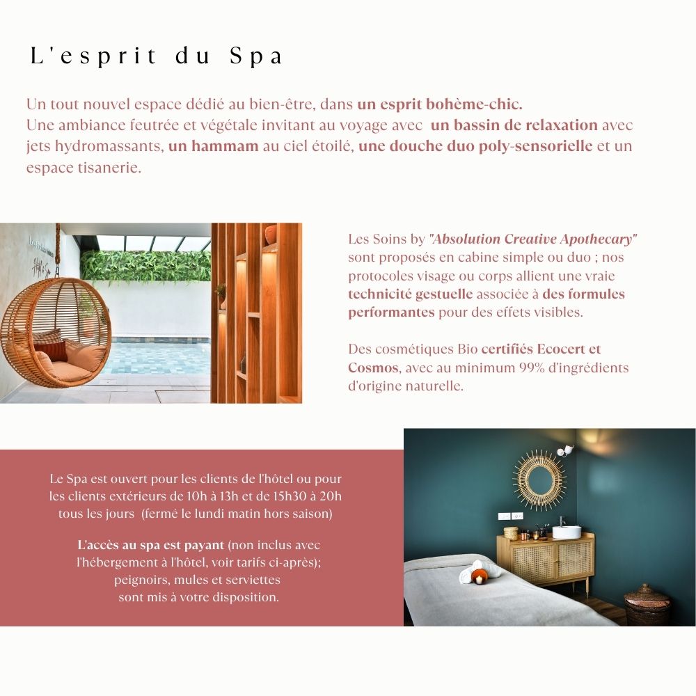 Carte des soins Spa Les Roches Noires